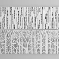 Abstract Decorative Design With Vertical Dotted Lines And Tree Branch Patterns 3d model