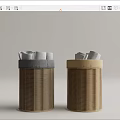 Woven Storage Baskets Set of Two with Gray and Beige Tops