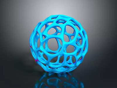 Abstract Style Organic Voronoi Sphere Organic Sphere Abstract Art Geometric Pattern Voronoi Figure Spherical Complex Structure Blue Green 3d model