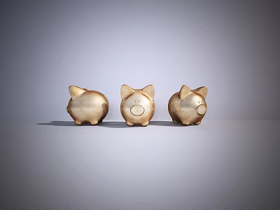 Modern Piggy Bank Gold Plated Pig Piggy Bank 3d model Modern Piggy Bank Gold Plated Pig Piggy Bank 3d model