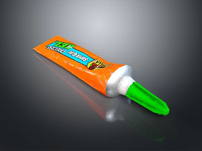 Fresh Mint Flavor Toothpaste In Orange Tube With Green Cap For Daily Use 3d model