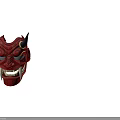 Red And Brown Skull Mask With Gold Accents Mesh Eye Openings And Textured Surface