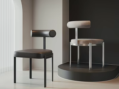 Modern Leisure Chairs With Leather And Velvet Upholstery Metal Frames In Minimalist Indoor Setting 3d model