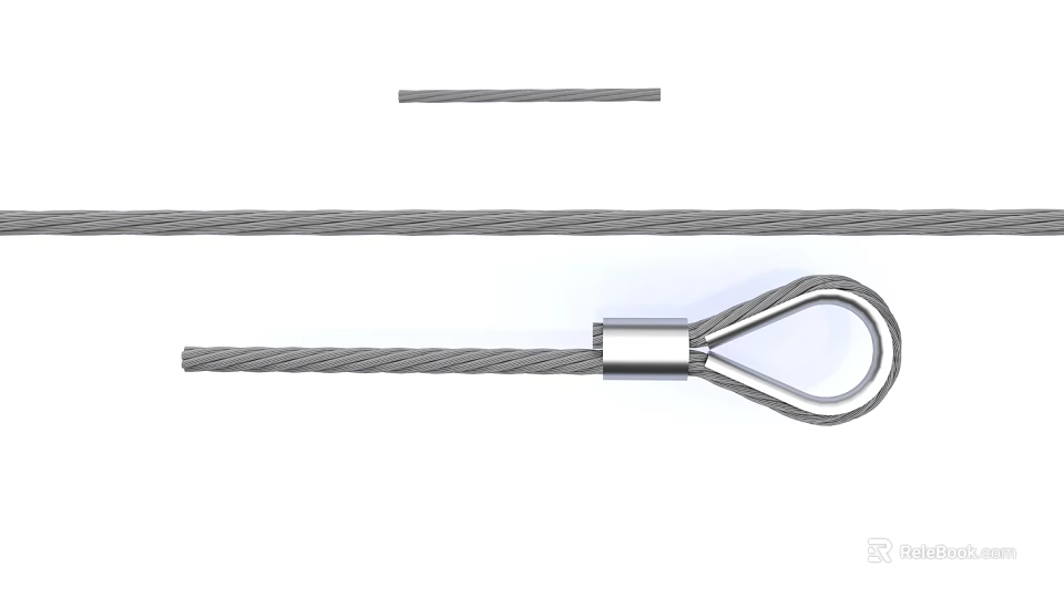High Strength Steel Wire Rope With Loop End Fitting And Straight Section 3d model 