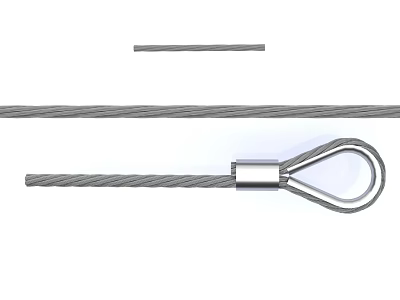 High Strength Steel Wire Rope With Loop End Fitting And Straight Section 3d model