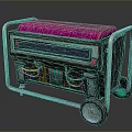 Wheeled Equipment Cart With Pink Padded Top Colorful Cables And Control Panel