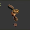 Shiny Gold Coins Floating In Mid Air Against Gray Background