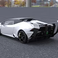 White Super Sports Car with Black Roof and Rear Spoiler Aerodynamic Design