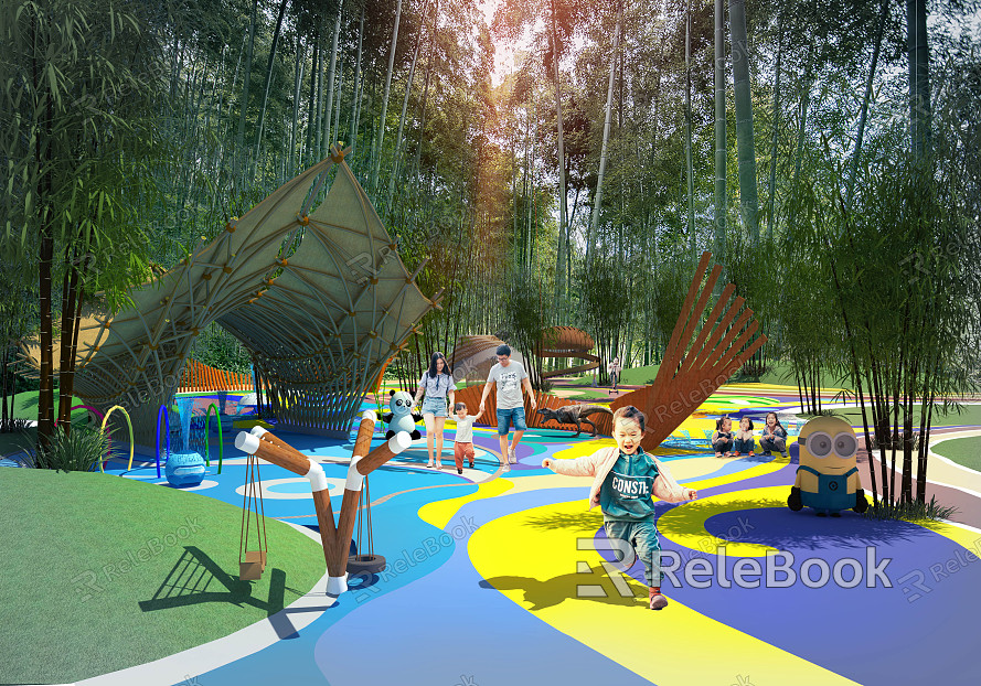 Modern children's play area under the forest children's playground model