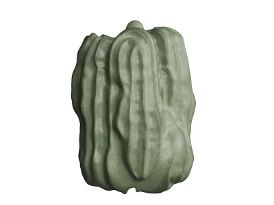 Green Wavy Texture Ceramic Vase With Fresh Flowers For Home Decoration 3d model