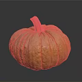 Fresh Orange Pumpkin With Textured Skin And Stem On Dark Reflective Surface For Fall