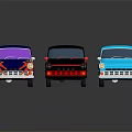 Colorful Cartoon Style Vans In Different Colors With Flame Rainbow Decorations