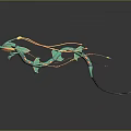 3D Rendered Green Dragon Creature With Blue Yellow Accents Chains And Ribbons