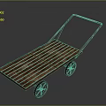 Vintage Handcart With Weathered Wooden Platform Metal Frame And Two Wheels Design