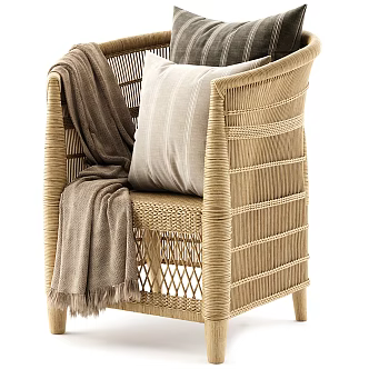 Nordic Outdoor Chair Rattan Single Chair 3d model