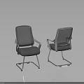 Two Modern Office Chairs With Mesh Back Gray Seat And Metal Frame