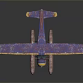 Aerospace Themed Seaplane Model With Blue Purple Cosmic Patterns Yellow Nose Red Floats
