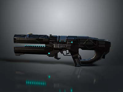 Futuristic Sci Fi Weapon With Black Body Green Glowing Parts Detailed Structure And Energy Features 3d model