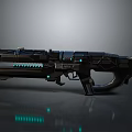 Futuristic Sci Fi Weapon With Black Body Green Glowing Parts Detailed Structure And Energy Features