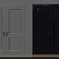 White and Black Interior Double Doors with Modern Panel Design and Handles 3d model