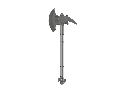Medieval Battle Axe With Long Metal Handle Double Edged Blade And Sturdy Design 3d model