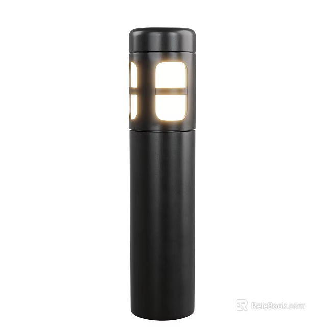Black Outdoor Light With Modern Design And Square Bright Illumination Panels 3d model 