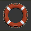 Child Swimming Safety Red Lifebuoy With White Stripes And Rope