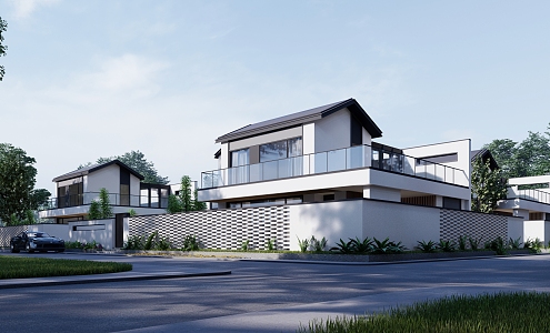 New Chinese style single-family villa 3d model