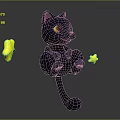 Cute Black Cartoon Cat Character With Pink Ears Yellow Eyes And Yellow Stars