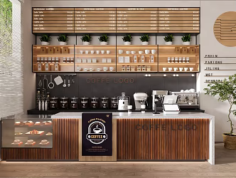 Modern Cafe Cashier Cafe Operator Coffee Machine Coffee Products Cafe Milk Tea Shop Cafe Dining Area Coffee Bean Coffee Machine Silent Cafe 3d model