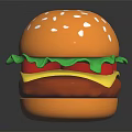 Delicious Classic Hamburger With Sesame Seed Bun Lettuce Tomato Cheese And Beef Patty
