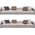Modern Gray Sectional Sofa with Soft Upholstery and Decorative Accent Pillows 3d model