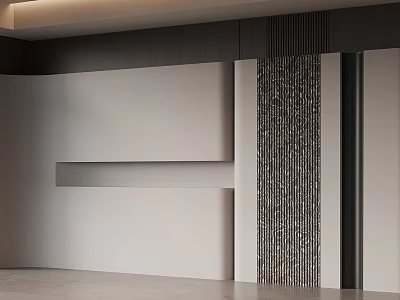 Modern Background Wall Design With Smooth Panels And Textured Decorative Strips 3d model
