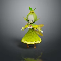 Plant Fairy Character With Green Leaf Decoration And Flower Petal Dress Design