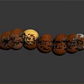 Wooden Bracelet With Red Gold And Silver Shiny Beads For Daily Wear