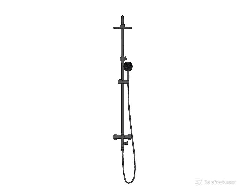 Black Adjustable Shower Head System With Handheld Sprayer And Wall Rail 3d model 