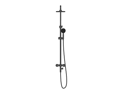 Black Adjustable Shower Head System With Handheld Sprayer And Wall Rail 3d model
