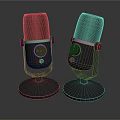 Professional Black Microphones With Colorful Indicator Lights And Stable Base
