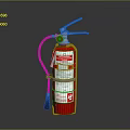 Red Fire Extinguisher With Pressure Gauge Hose And Nozzle Safety Equipment