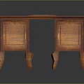 Wooden Desk With Carved Legs Two Cabinet Doors And Classic Design