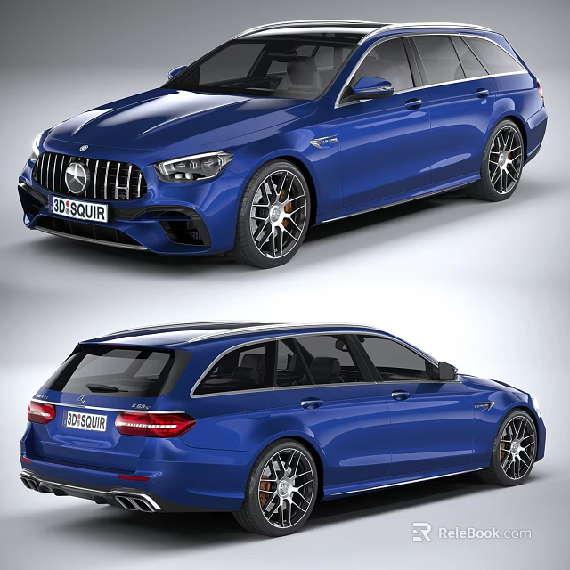 Blue Sporty Wagon Car With Sleek Exterior And Alloy Wheels Design 3d model 