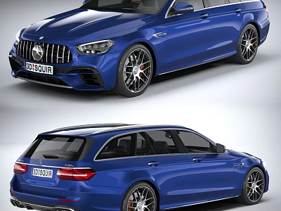 Blue Sporty Wagon Car With Sleek Exterior And Alloy Wheels Design 3d model