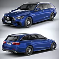 Blue Sporty Wagon Car With Sleek Exterior And Alloy Wheels Design