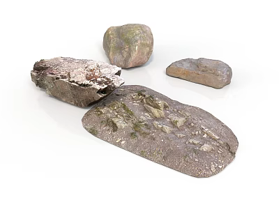 Natural Rock Specimens With Various Shapes Textures And Sizes On White Background 3d model