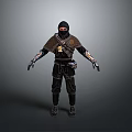 A Man In Black Ninja Costume With Brown Cloak Mask And Armor