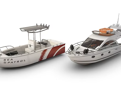 Two Different Style Yachts Showcased In White Background 3d model Two Different Style Yachts Showcased In White Background 3d model