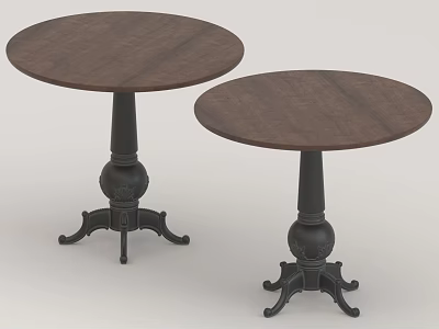 Round Wooden Tea Table Set With Black Carved Legs And Classic Design 3d model