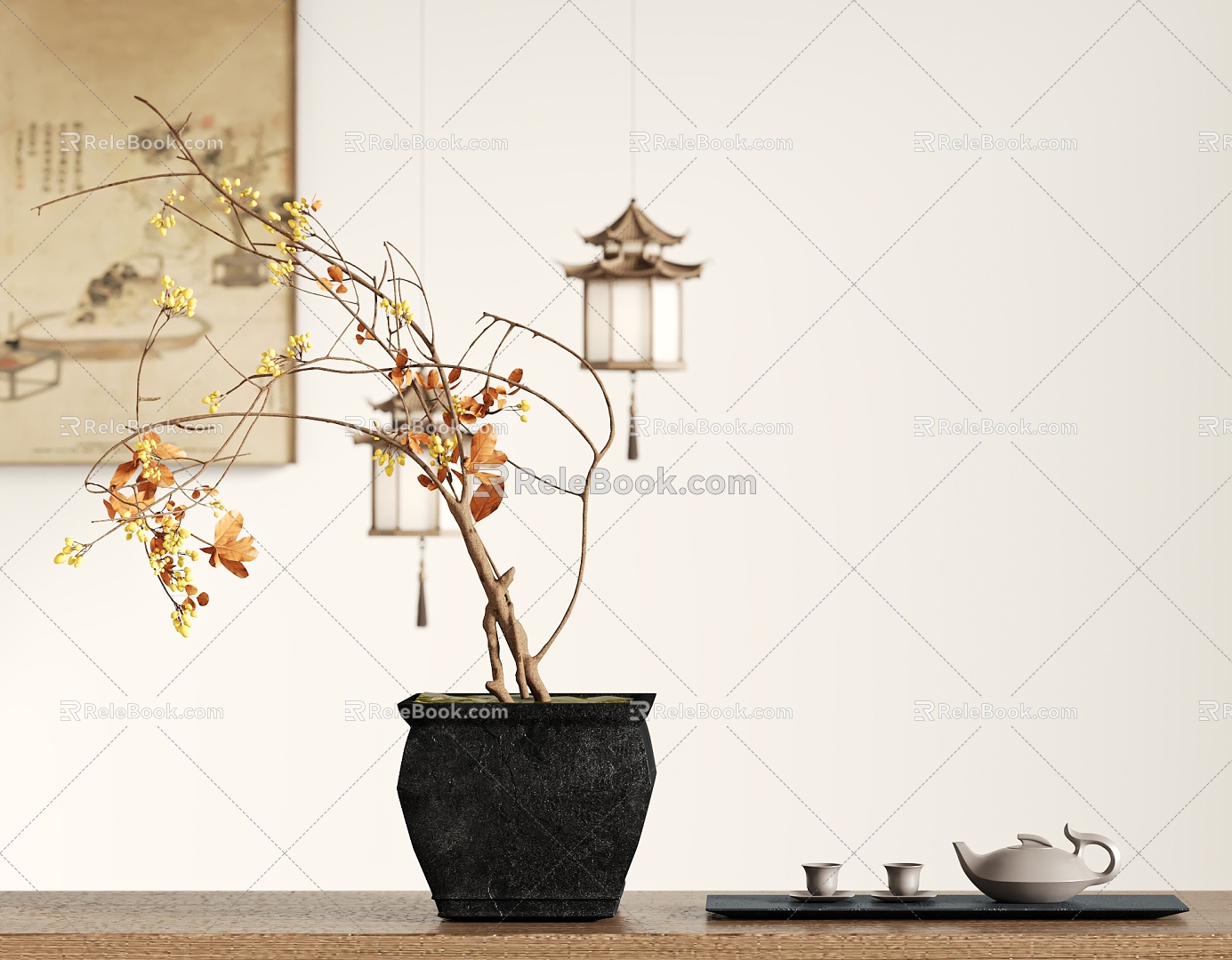 New Chinese Potted Plant 3d model