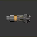 Futuristic Metallic Energy Weapon With Sci Fi Design And Glowing Orange Core Details