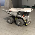 Large Mining Functional Vehicle With Huge Tires Open Bed And Industrial Building Background